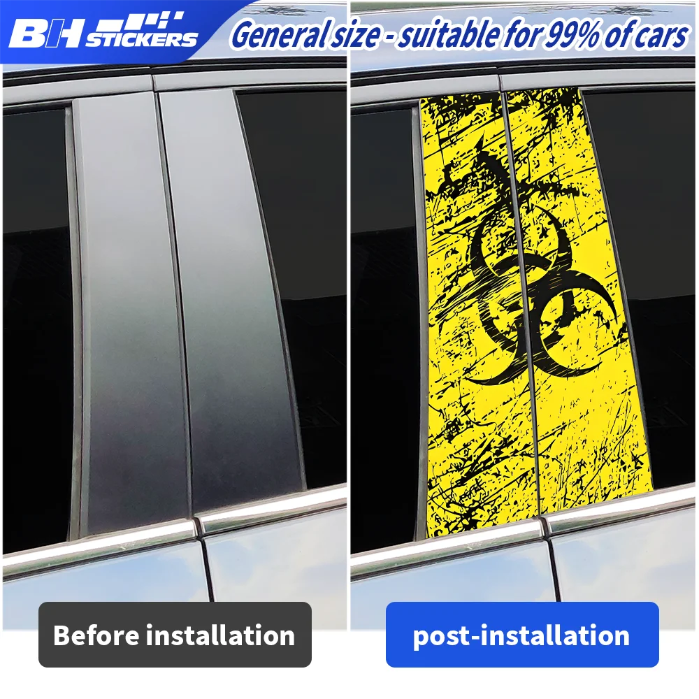 Splatter Biohazard Car Window B Pillar Decals Trim Waterproof Toxic Hazard Graphic Styling Auto Vinyl Exterior Sticker