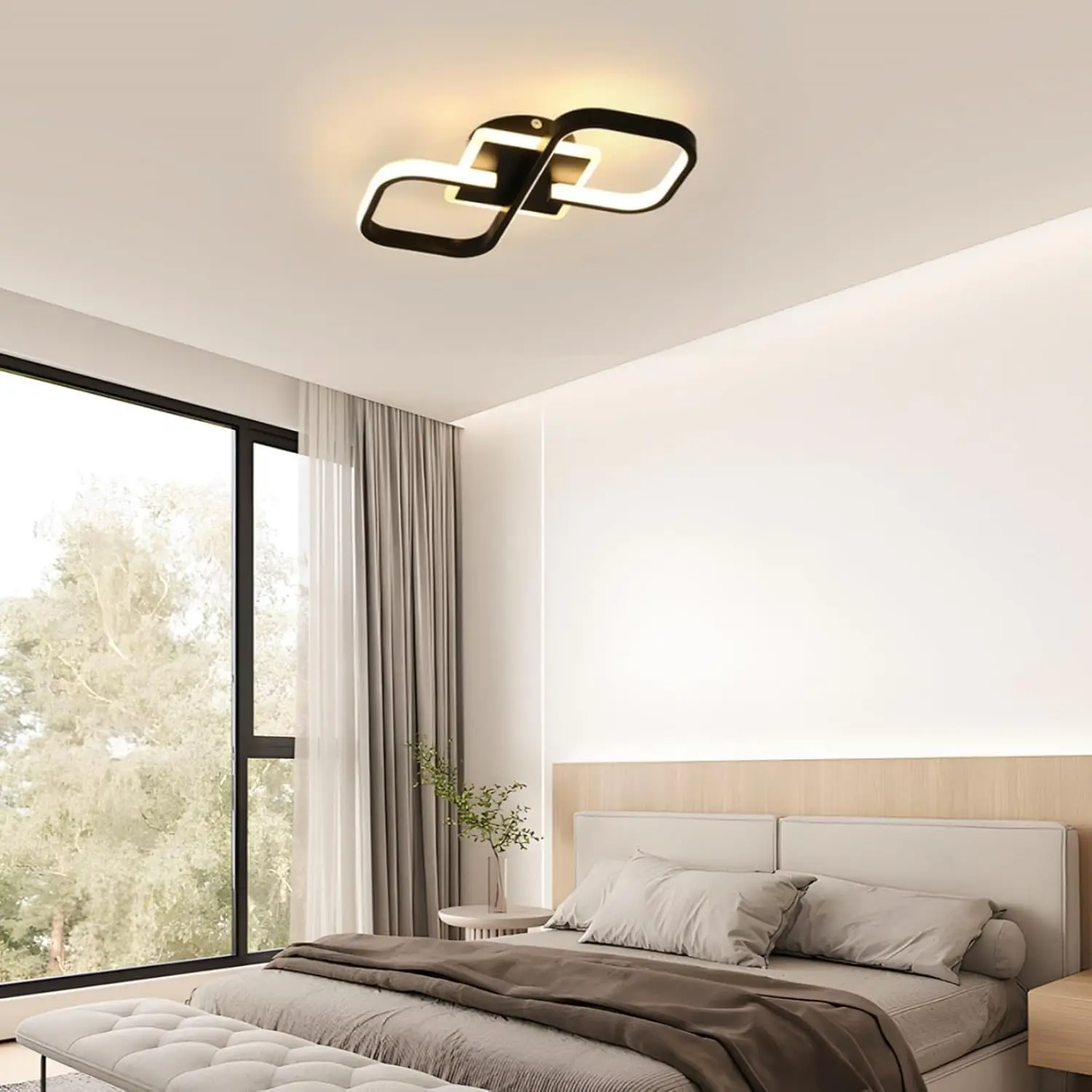Moderne LED-Deckenleuchte, kreative Deckenleuchte mit Ringdesign, 6500 K Kaltweiß, halbbündige Deckenbeleuchtung Weiß – Detail 11