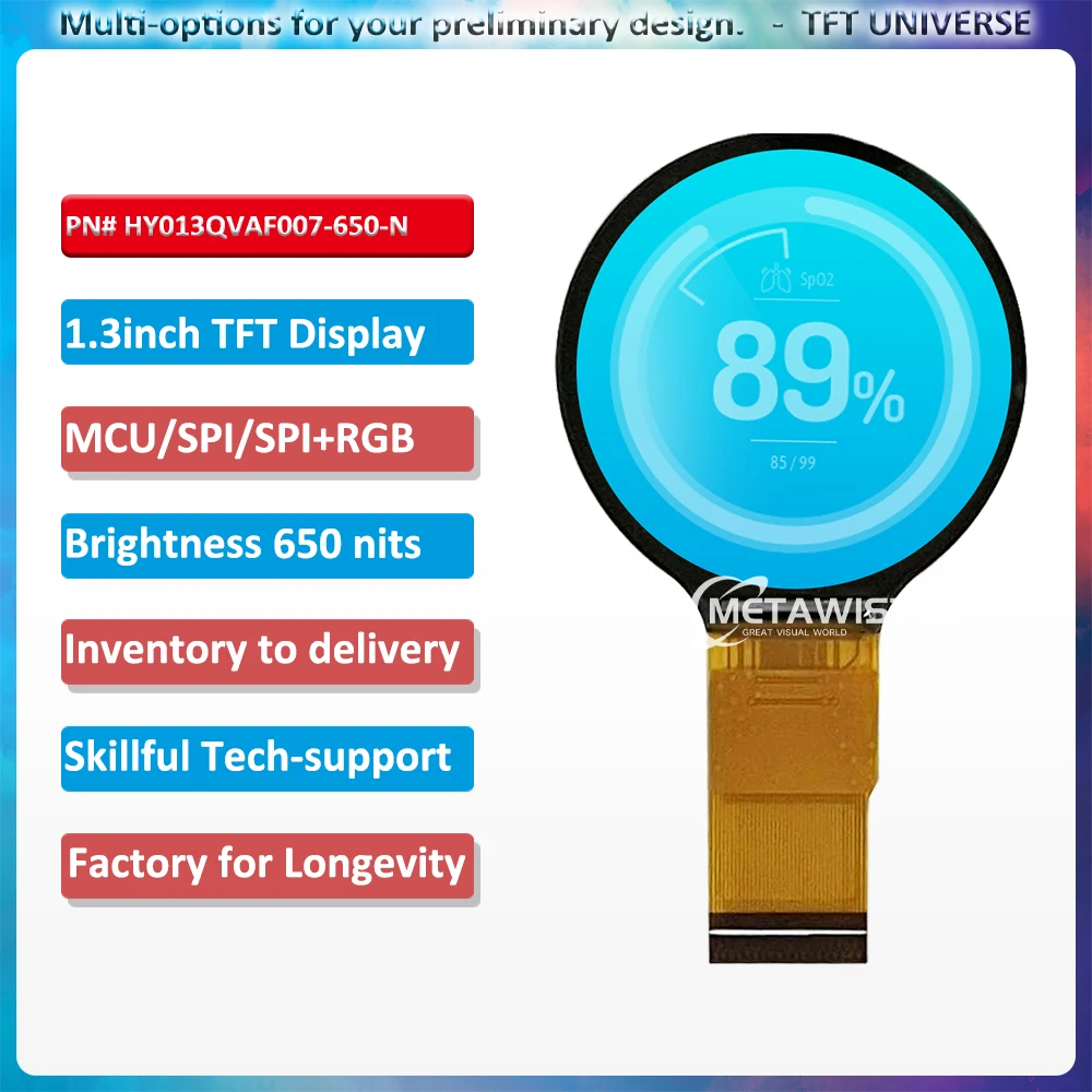 TFT Module of round 1.3inch circular display 240*240 with SPI interface 650nits brightness for industrial ardunio IPS screen