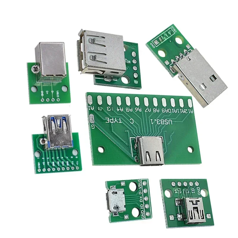 5 pièces Micro Mini USB USB A mâle USB 2.0 3.0 A femelle USB B connecteur Interface à 2.54mm DIP PCB convertisseur adaptateur carte de dérivation