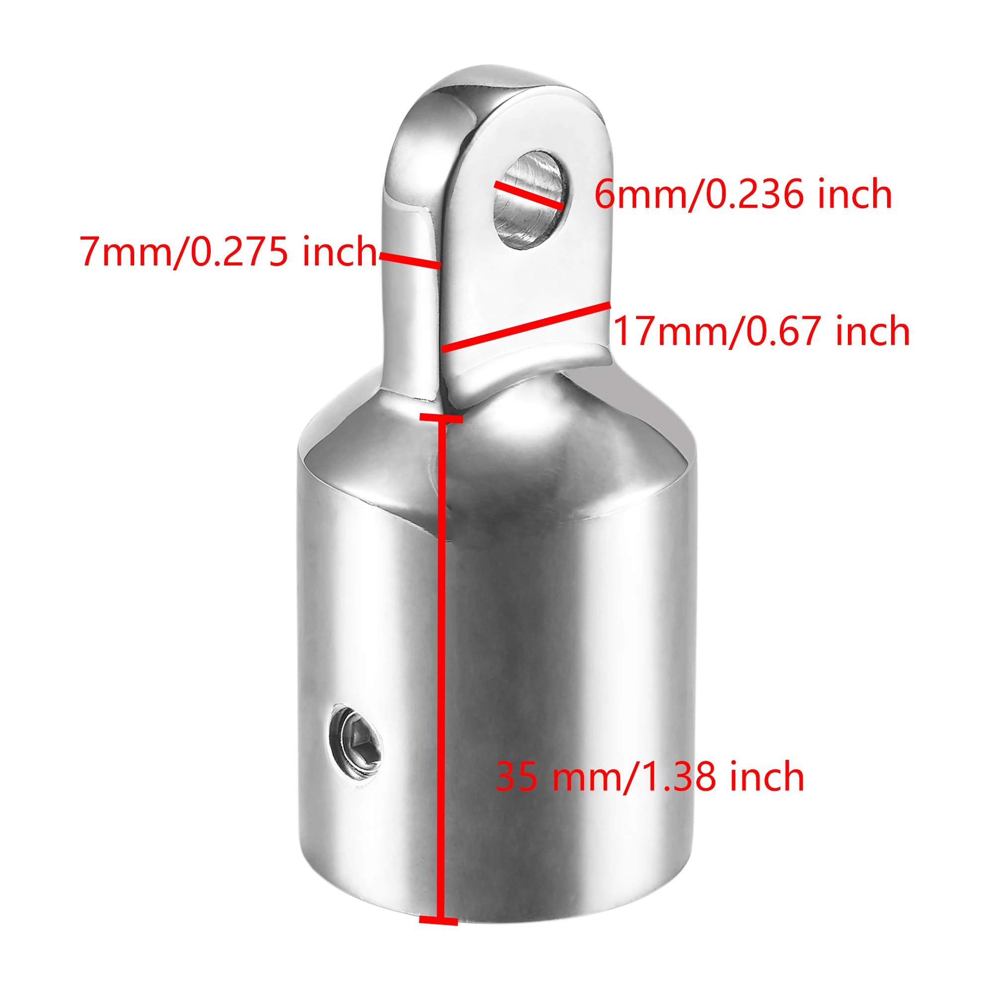 Bimini Top Jaw Slide and Eye End Cap, Bimini Top Hardware, Fits 7/8 Inch /22mm OD Round Tube, 316 Stainless Steel (2 Pairs)