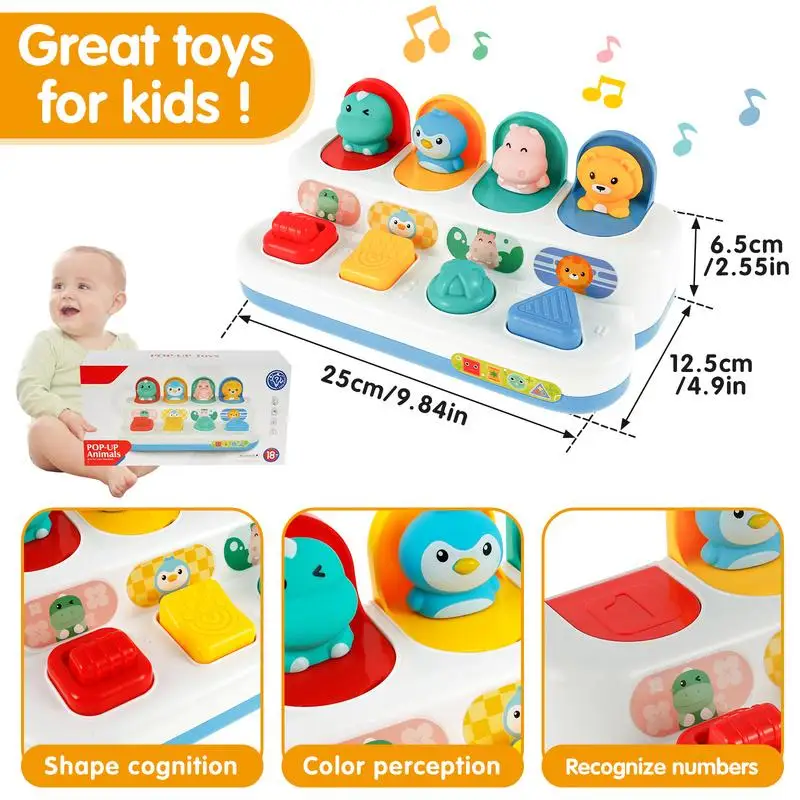 Interactive Pop Up Animals Toy Hide and Seek Game Baby Hand-eye Coordination Early Education Puzzle Game Kids Gift