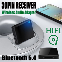 30Pin Bluetooth 5.4 Music Receiver A2DP/AVRCP Mini Wireless Audio Adapter For IPhone IPod 30 PIN Jack Analog Speaker HIFI Stereo