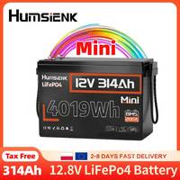 Humsienk 12V 314Ah Mini Lithium Iron Phosphate Battery Built-in 200A BMS Grade A+ Cells For Camping, Boating, Fishing, etc