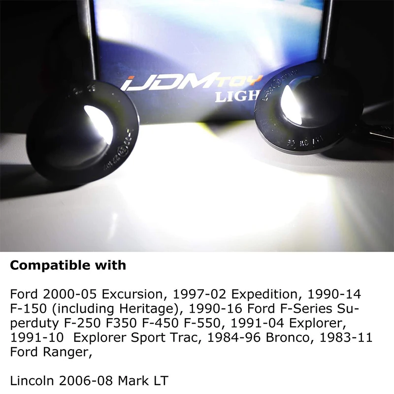 2 قطعة لوحة ترخيص مُضاء أضواء العلامة مجموعة مصابيح لفورد F150 F250 F350 سوبر ديوتي رينجر اكسبلورر برونكو رحلة الأبيض 6000 كيلو #5