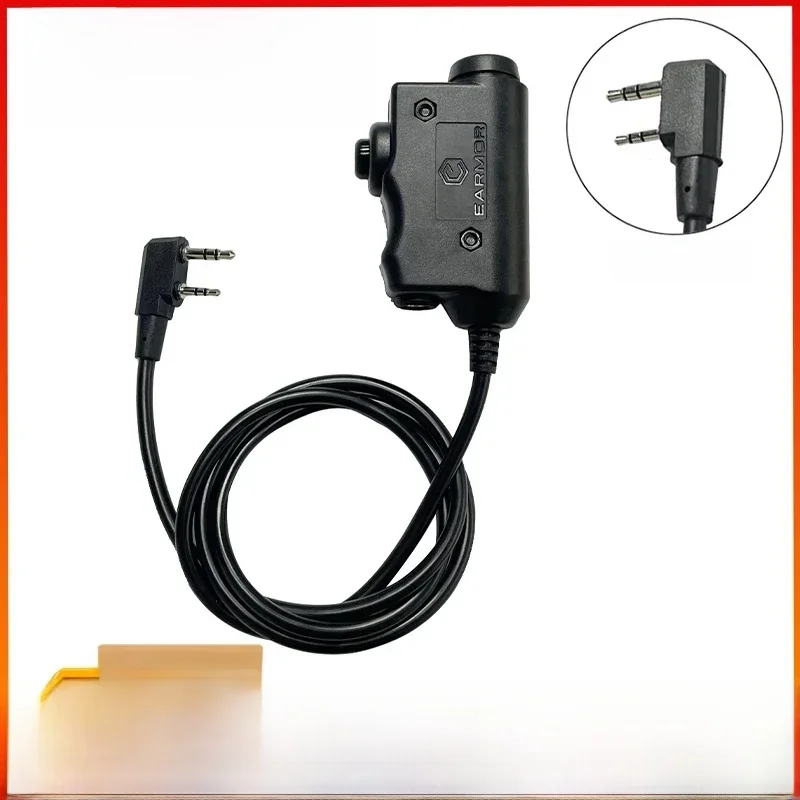 Oryginalny adapter EARMOR M51 PTT taktyczny zestaw słuchawkowy Airsoft Kenwood (dla baofeng) wtyczka telefoniczna 3.5MM AUX taktyczny zestaw słuchawkowy akcesoria — 2
