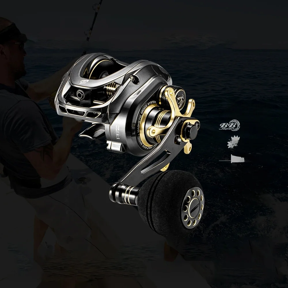 SOLOKING GKA300 Baitcastingrolle Meeresangeln Power Griff 9,5 kg Drag Force 6,4 Übersetzungsverhältnis Messing Getriebe Deep Spool Angelrolle