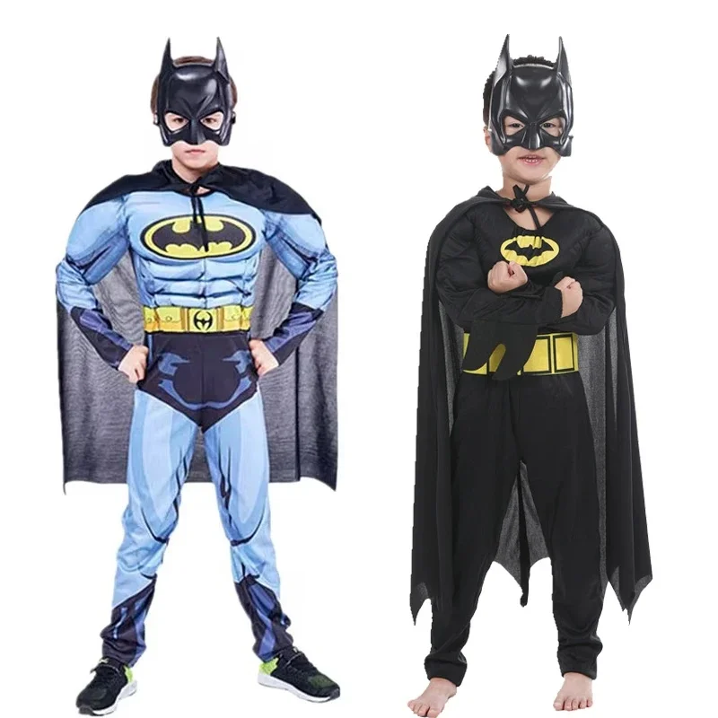 Kinderen jongen vleermuis kostuum met masker en cape Halloween cosplay kostuum film karakter jumpsuit vleermuis Dark Knight Rises Dress Up - afbeelding 2