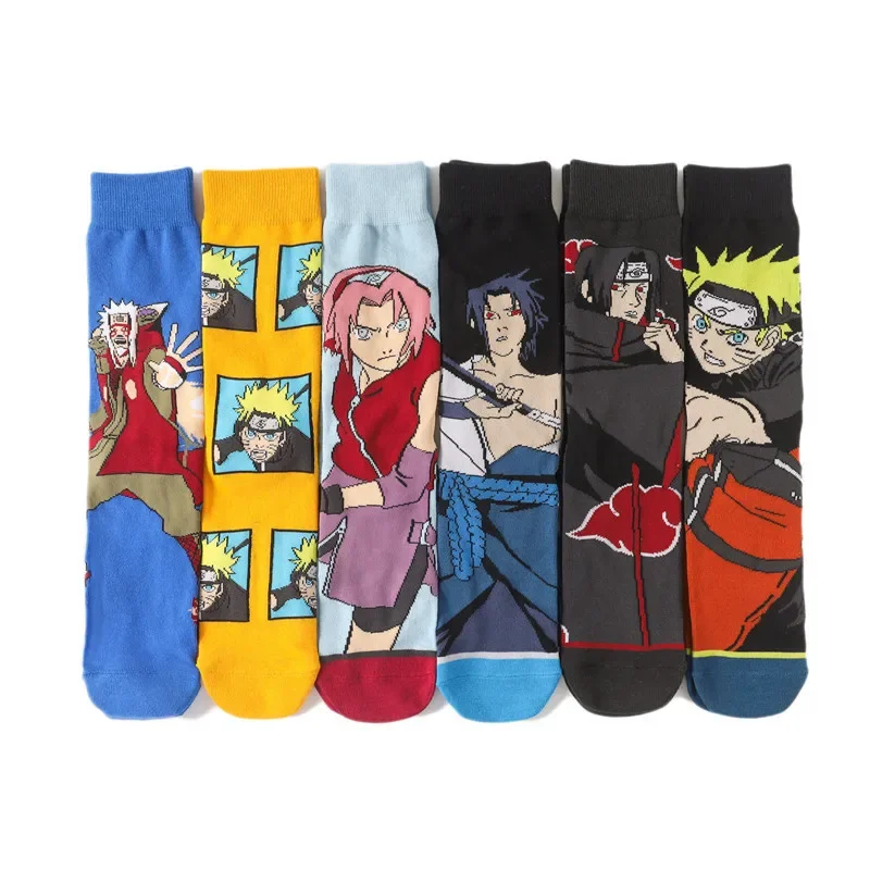 Figurine de dessin animé Naruto sasuke Akatsuki Itachi, chaussettes longues imprimées, accessoires de Cosplay, Halloween, coton, cadeau de dessin animé pour adultes