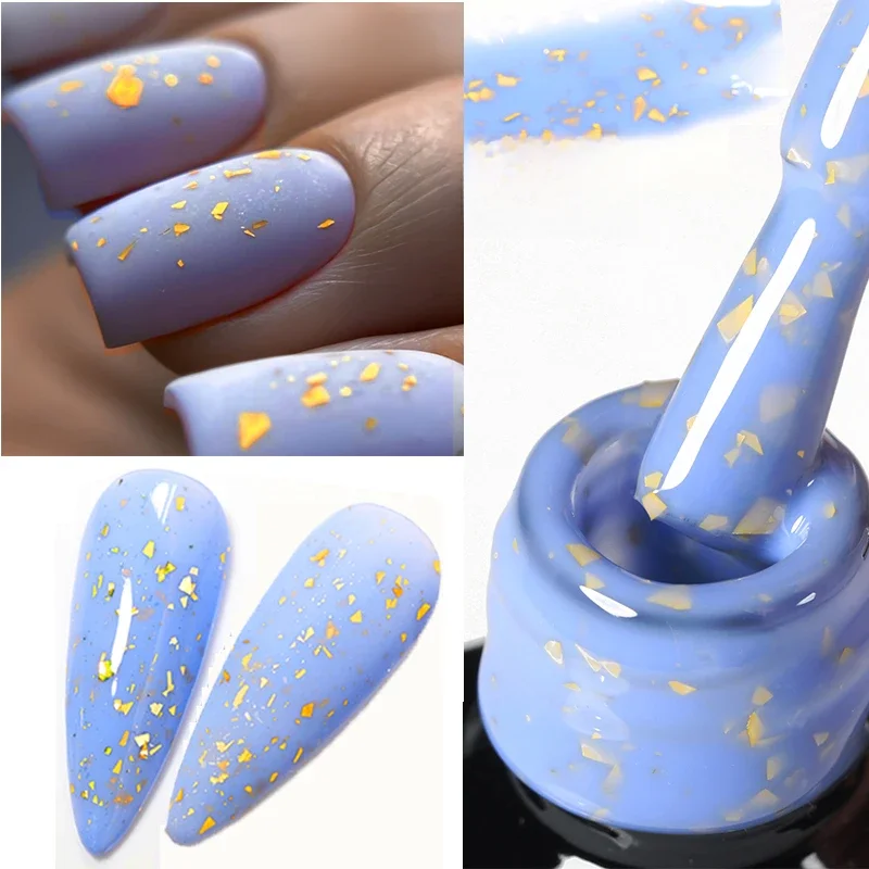 UR cukier niebieski kolor gumowa podstawa żelowy lakier do paznokci złota brokatowa żel bazowy warstwa wierzchnia Soak Off żel UV LED lakier do paznokci Manicure — zdjęcie 2