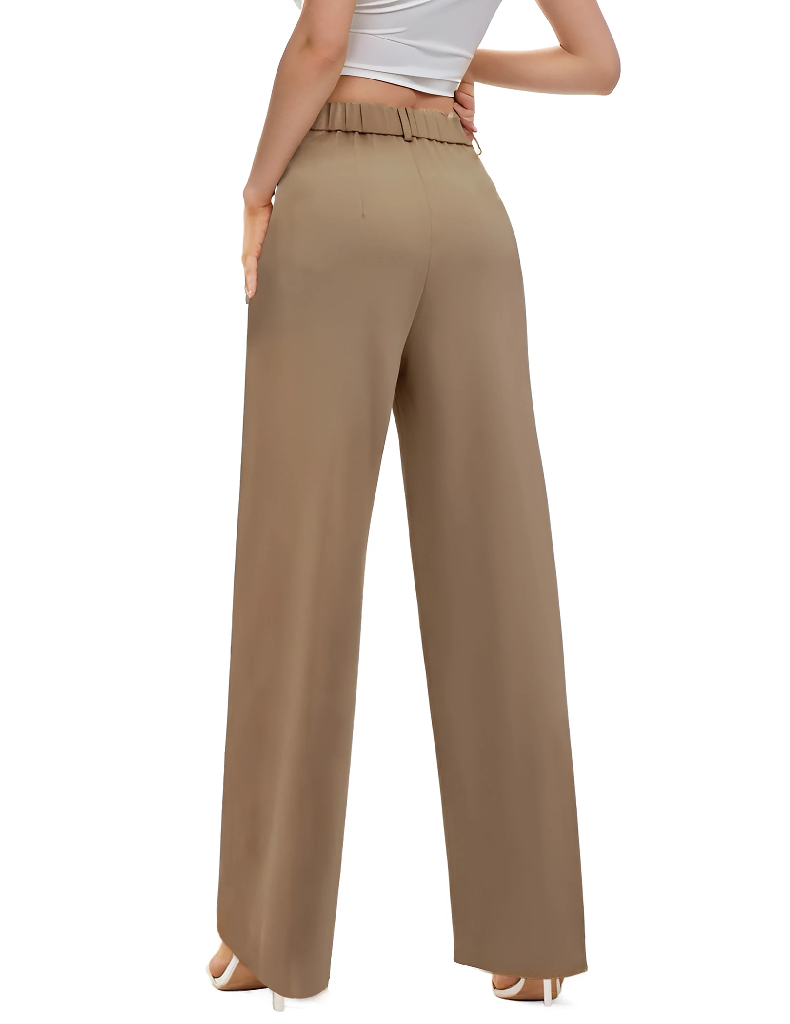 Women Business Trousers High Waist Wide Leg Straight Long Work Trousers Dress Pants Business Casual Long Pants With Pockets