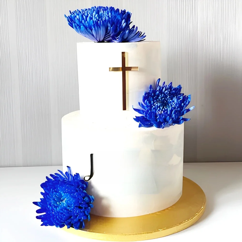 Décoration de gâteau en acrylique découpé au laser, décoration de gâteau de baptême, nom et croix de baptême, décoration de gâteau de baptême