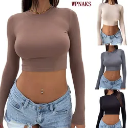 Wpnaks y2k Crop Top billige Damen bekleidung Herbst T-Shirts Mode Kleidung Langarm Top Harajuku schlanke T-Shirts Streetwear