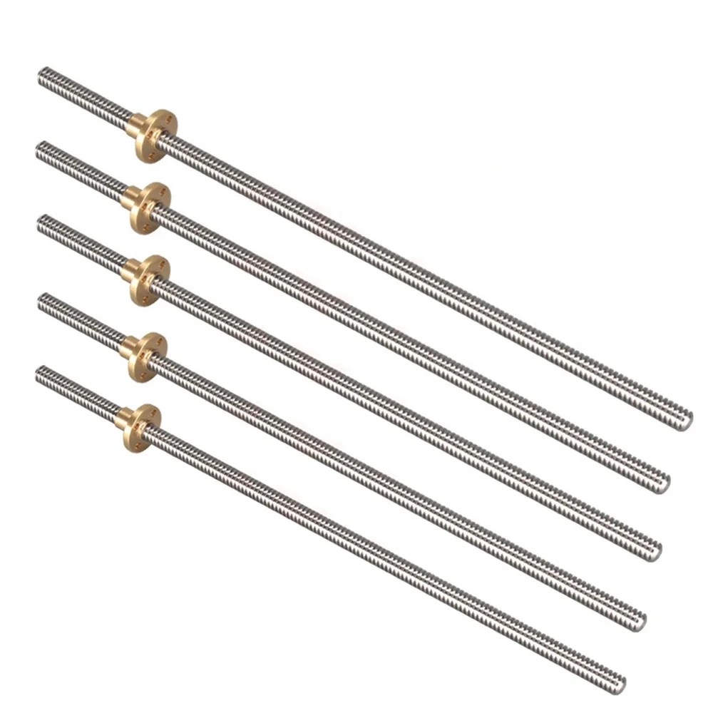 2szt T8 Śruba pociągowa Trapezowy pręt Skok 2mm Prowadnica 2mm/8mm 100/150/200/300/350/400mm T8 Śruba pociągowa Nakrętka Reprap Części do drukarek 3D — zdjęcie produktu 7