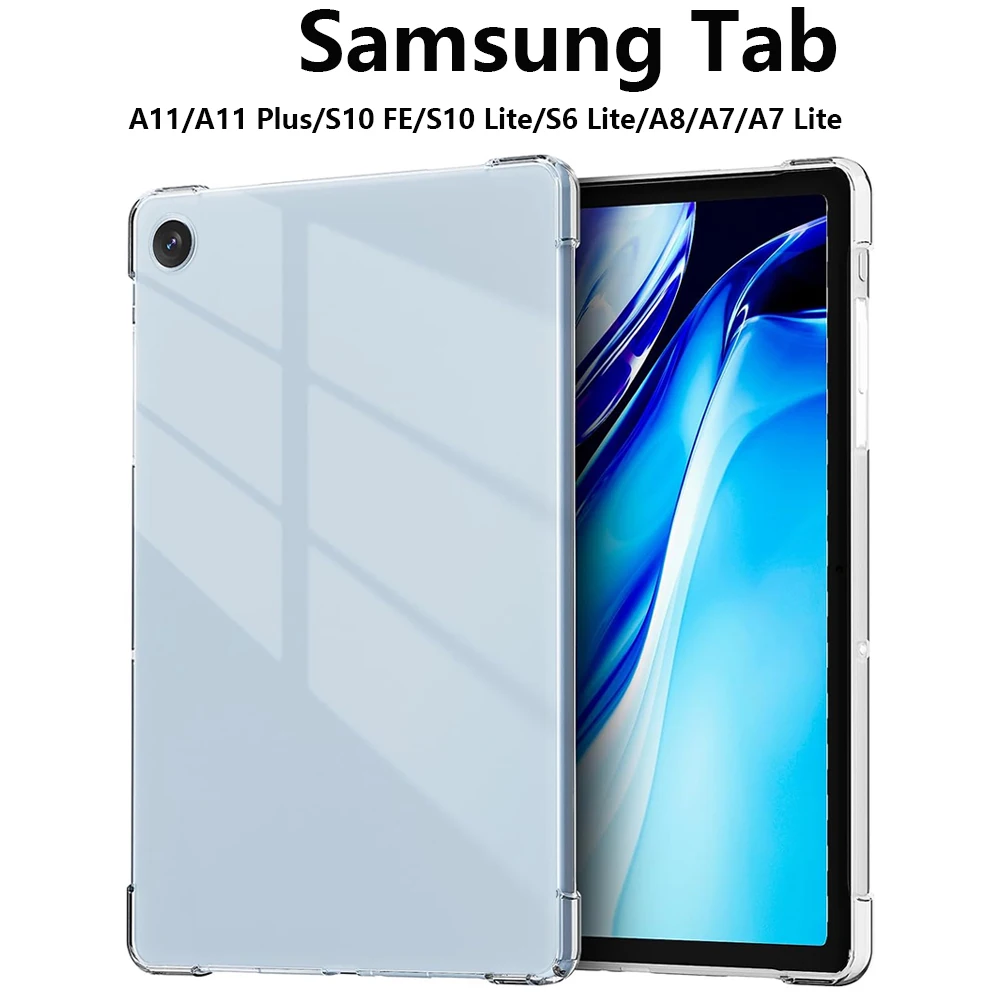 

Чехол для планшета Samsung Galaxy Tab A11/A9/A11 Plus/S6 Lite/A8/A7/A7 Lite, тонкий, из ТПУ, силиконовый, прозрачный, с защитой от пожелтения