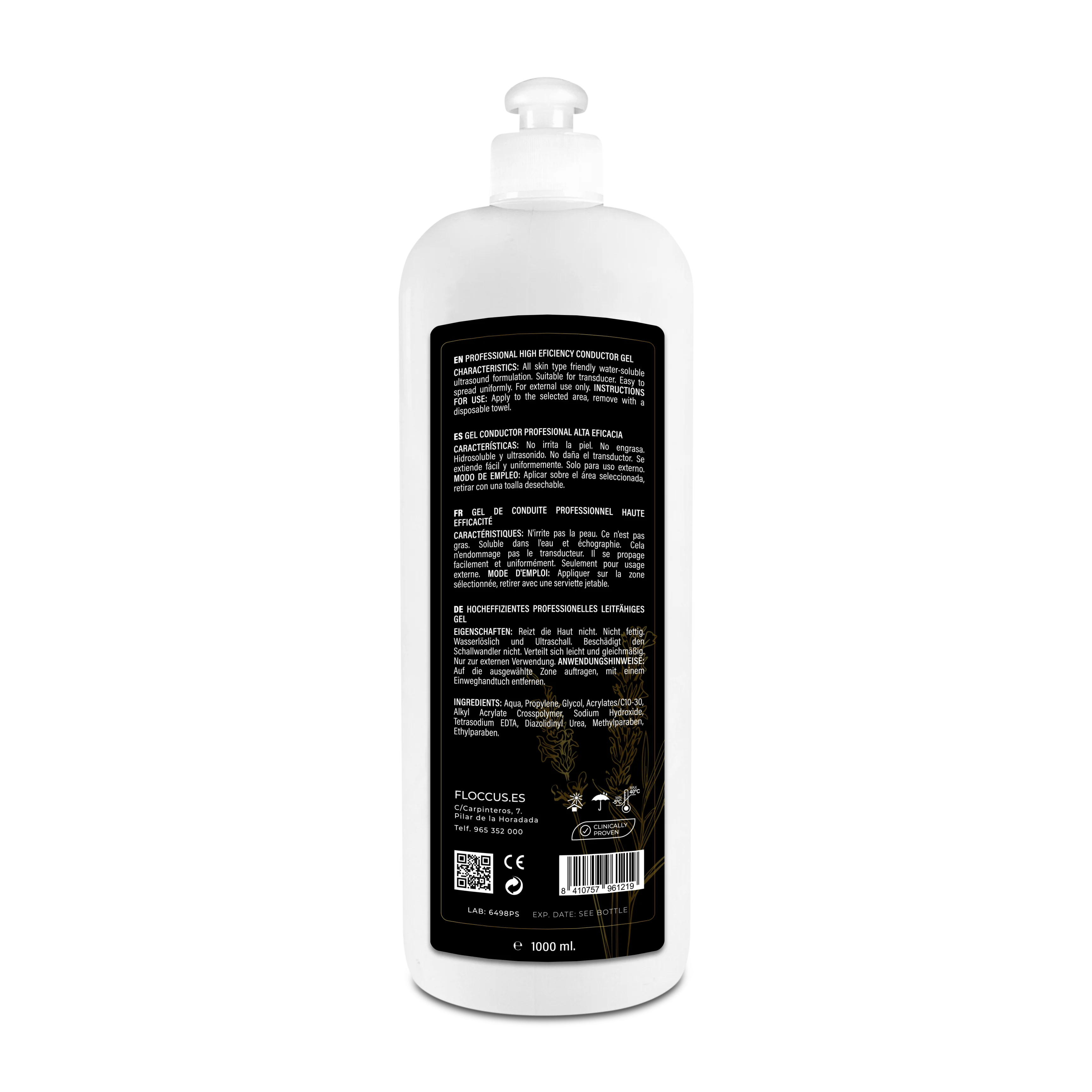 1 liter ultrasonic conductive Gel | Professional use, radio frequency, cavitation, electrostimulation