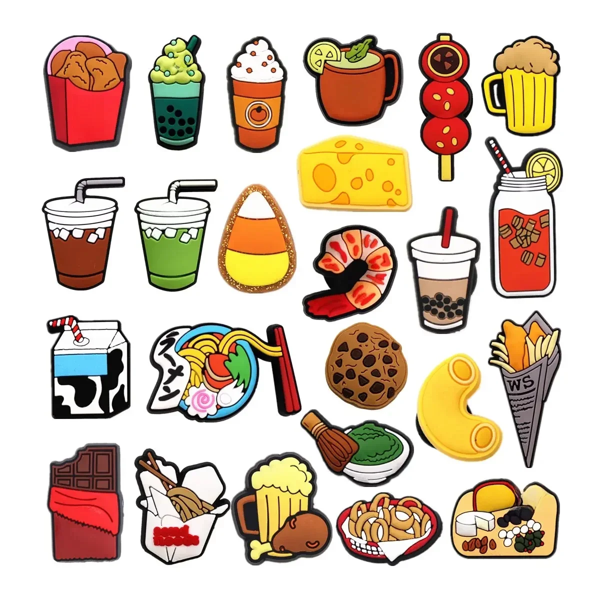 Breloques de chaussures de créateur originales, 1 pièce, accessoires de chaussures à thé à bulles, boucle café bière chocolat biscuit lait sabot broches cadeaux pour amis