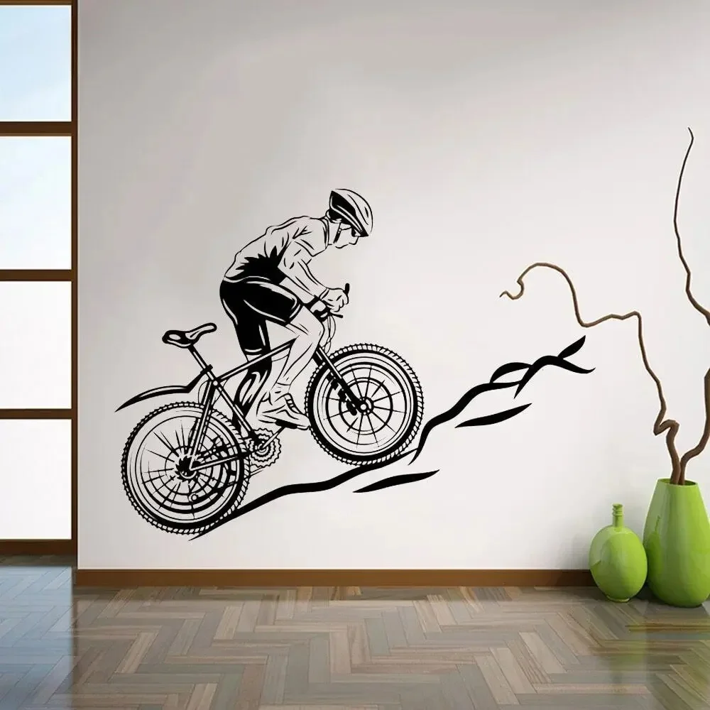 AliExpress UK Bicycle Vinyl Wall Decal Living Room Bike Race Cycling Teen Room Wall Stickers Vinyl Sport Cyclist Wall Mural for Gymnasium Y288