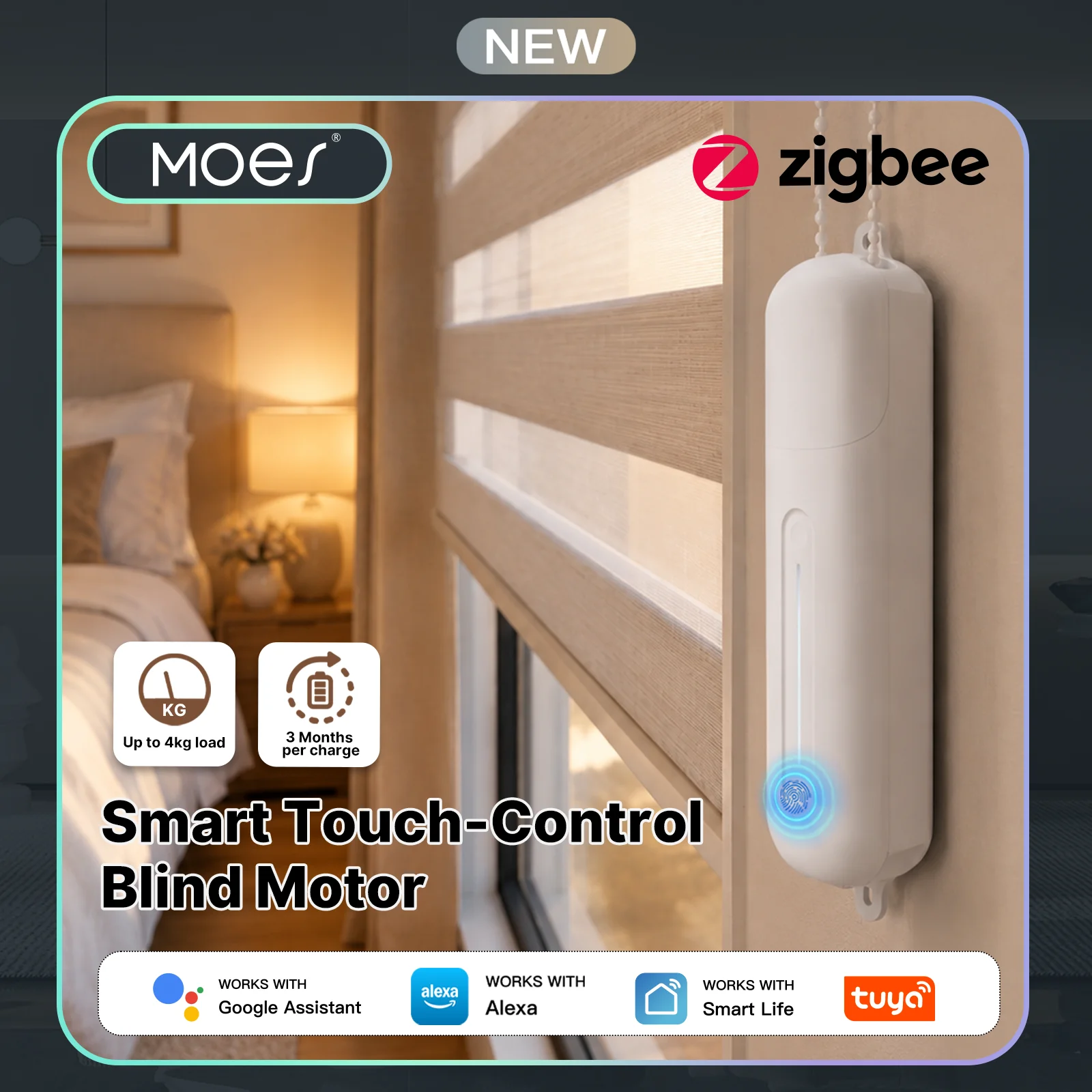 Electric Blind Motor Rechargeable - MOES Tuya ZigBee 롤러 블라인드 드라이브