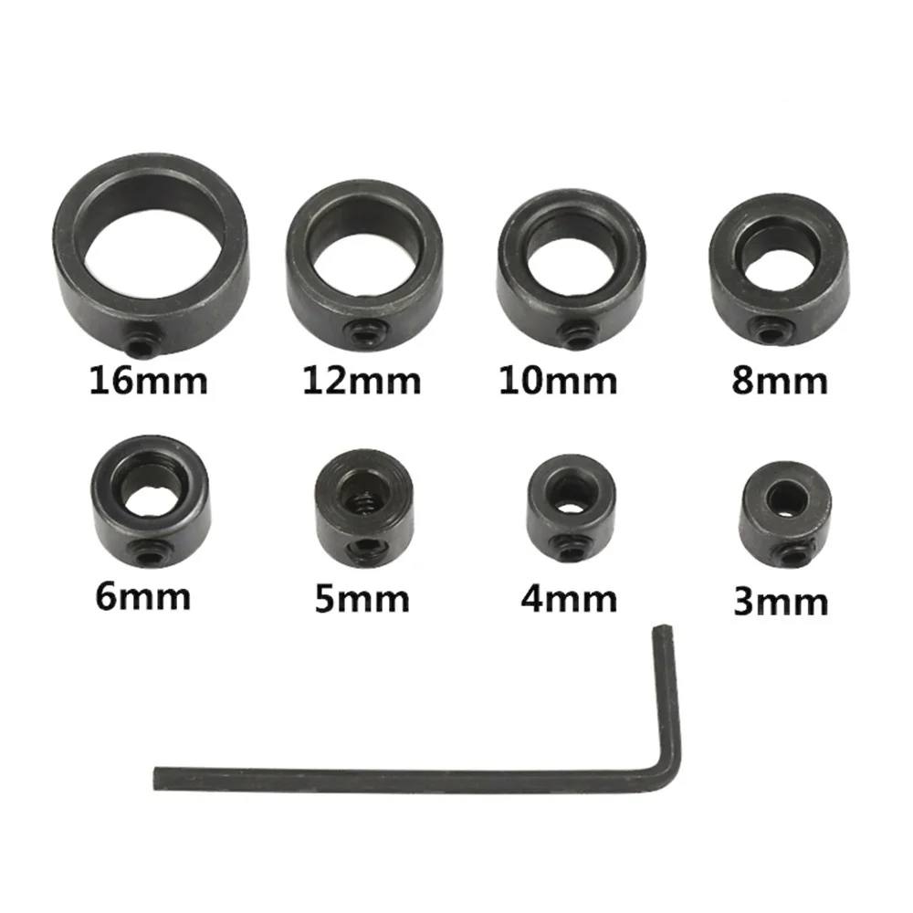 STONEGO-collar de tope de profundidad para broca de carpintería, anillo de límite para Broca, 8 piezas, 3mm-16mm