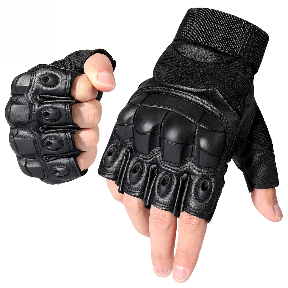 AliExpress JIUSUYI PU Leather Tactical Half Finger Gloves Airsoft Combat Shooting Hunting Paintball Outdoor Work Bicycle Anti-slip Fingerless Men