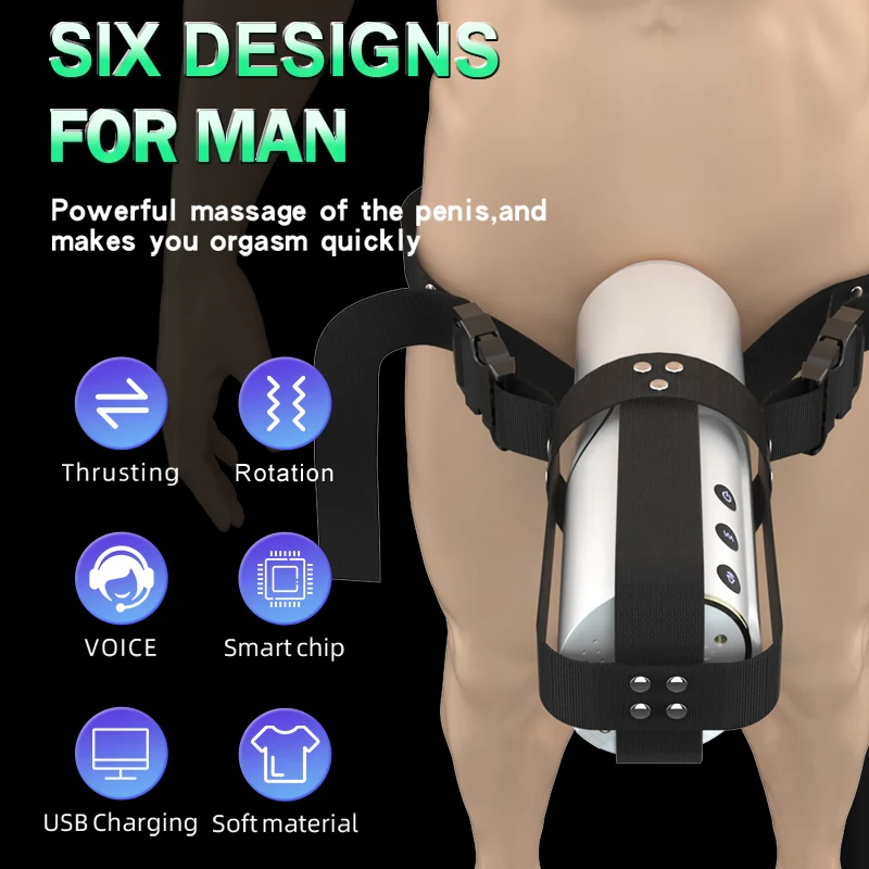 HESEKS Automatic Electric Masturbation Cup Hands Free Men Masturbators Blowjob Have Strap Adult Wearable Sex Toys For Male 18