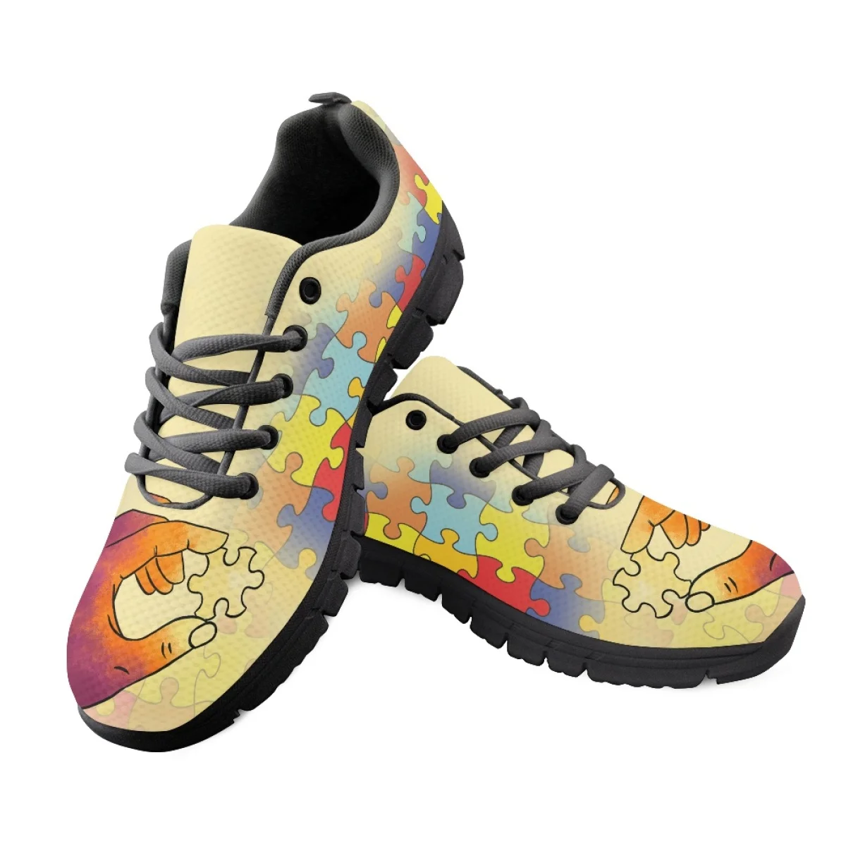 INSTANTARTS Autism Cancer Awareness Design Non-Slip Flat Shoes Wear-Resistant Classic Sneakers for Women Casual Walking Tennis