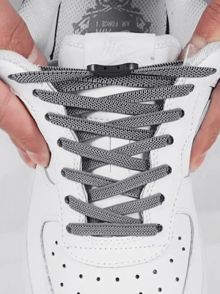 Lacets de chaussures élastiques à boucle sans cravate lacets de chaussures tissés plats sans attaches bandes en caoutchouc pour enfants et adultes