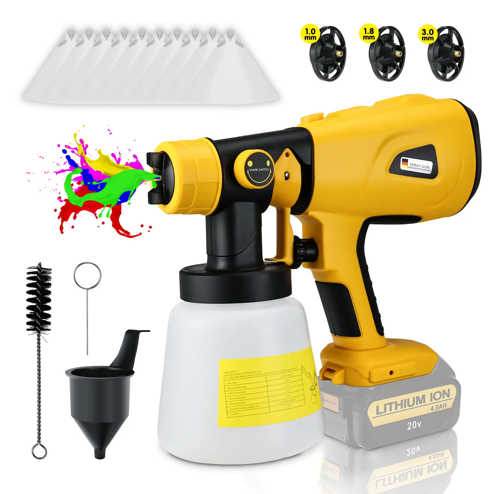 1000ML Cordless Electric Spray Gun for Dewalt 20V Battery Auto Furniture Steel Coating Airbrush HVLP Paint Sprayer (No Battery)