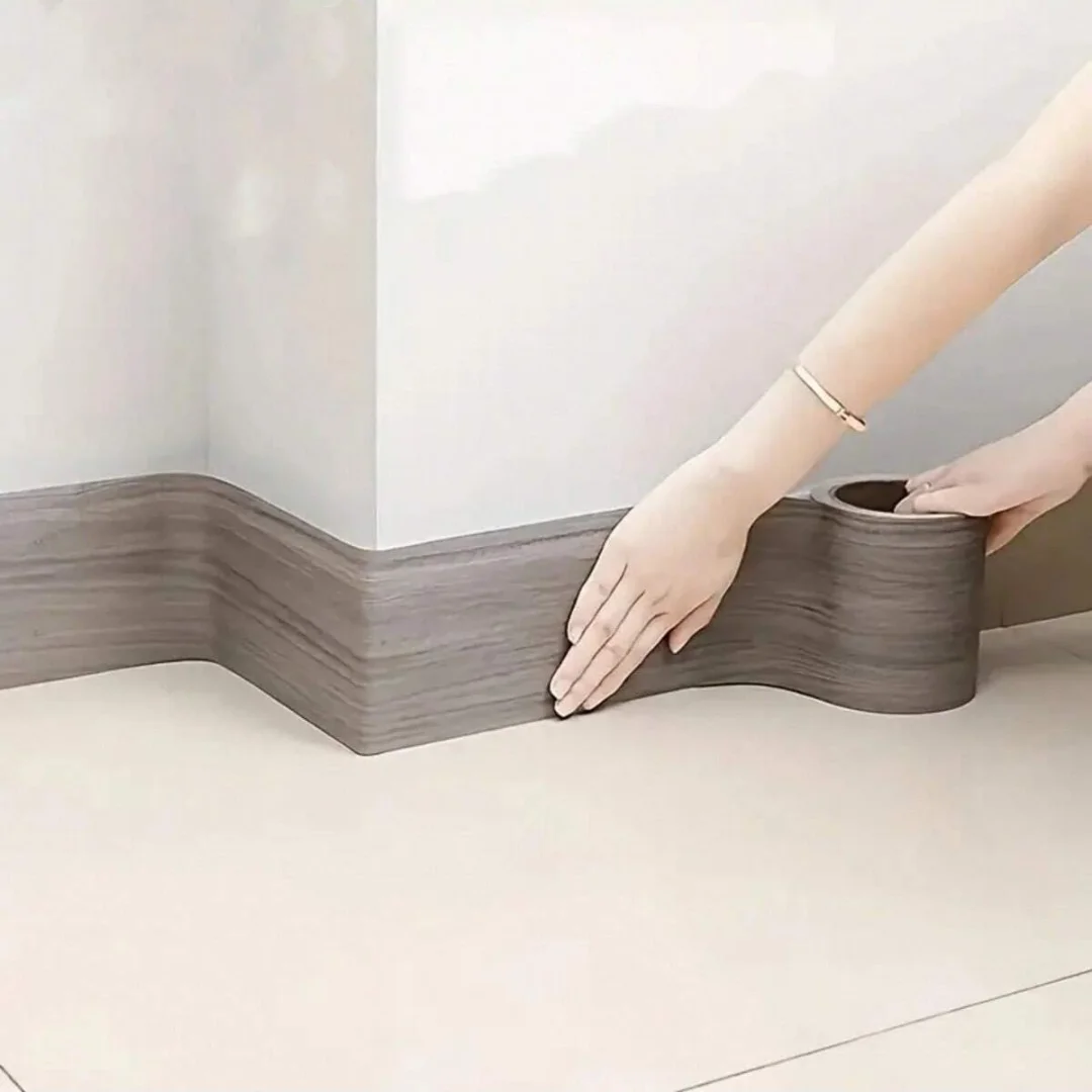 1Roll 8cmx5m Self-Adhesive Wood Grain PVC Door Frame Repair Sticker - Easy Install Skirting Board & Wall Decor Trim, Perfect For