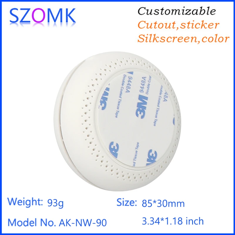 SZOMK 85*30mm Round Combustible Gas Sensing Plastic Housing Case Smart Home Electronic Gas Detector Enclosure