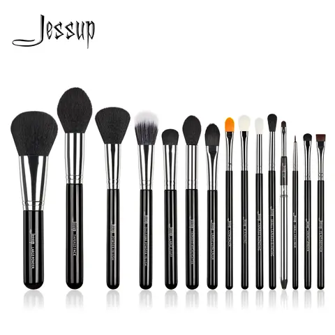 Jessup 프로 메이크업 브러쉬 세트 15pcs, 화장품 메이크업 파우더 파운데이션 아이섀도우 아이 라이너 립 블랙 T092