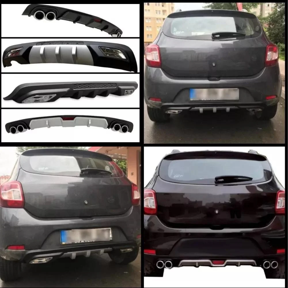 Car Rear Bumper Diffuser for Dacia Sandero Black ABS Plastic Car-Styling Spoiler Deflector Body Kit Splitter Lip Professional