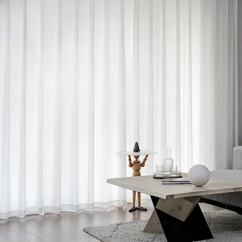 1 Stück Weißer Tüll Hochwertige Transparente Vorhänge für Wohnzimmer Schlafzimmer Fenster Einfarbiger Türvorhang Party-Dekoration Raumteiler