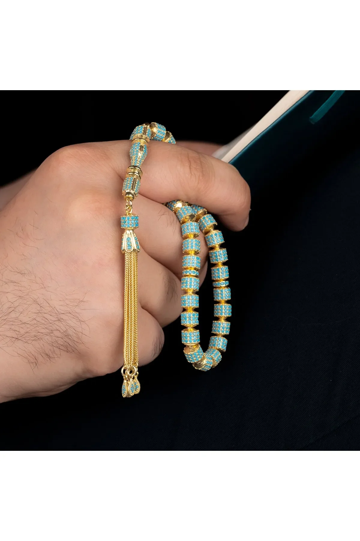 Made entirely of Silver, Gold Plated (blue) 925 Sterling Silver Luxury Men's Prayer Beads