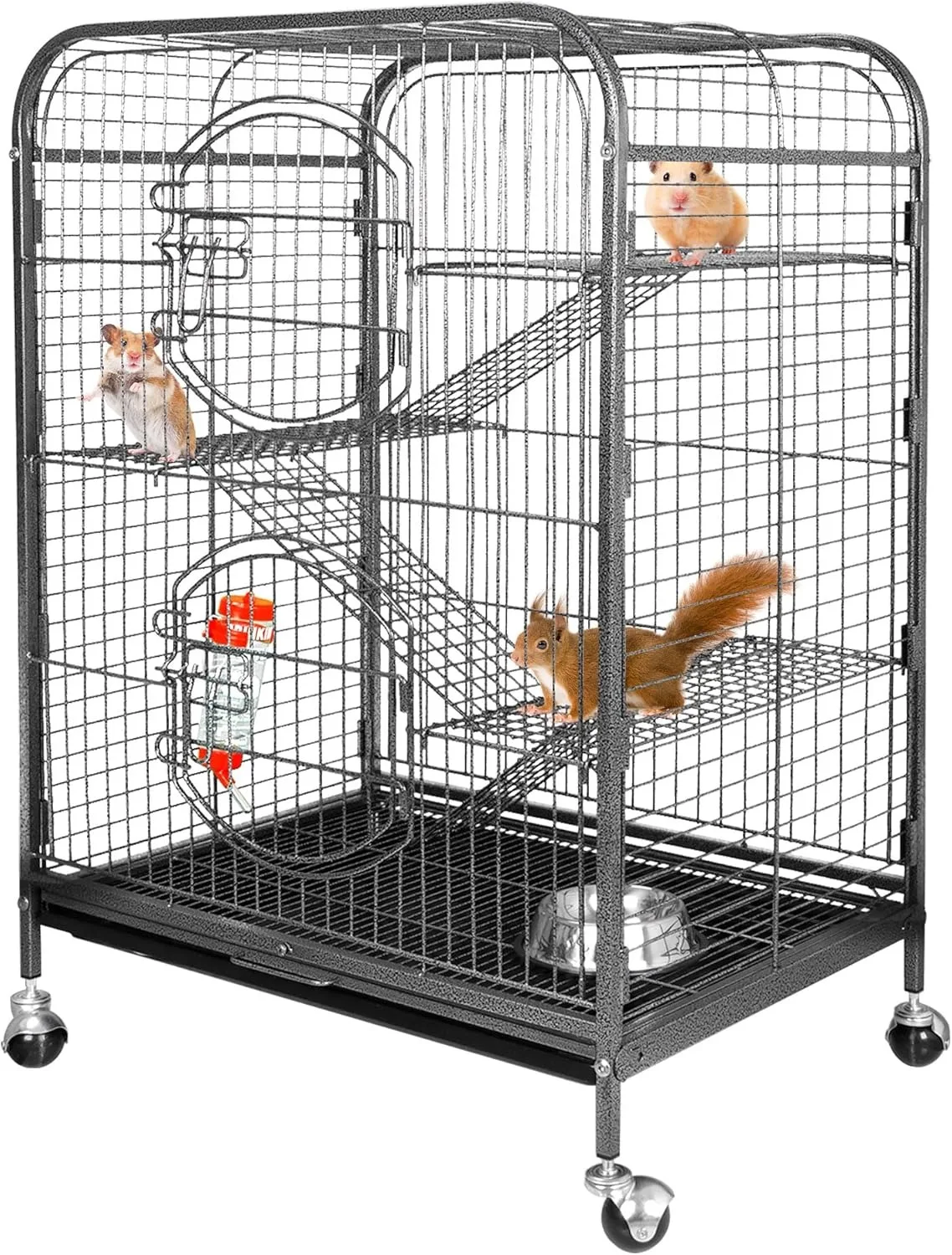 

Клетка для хорьков, морских свинок и шиншилл 37 дюймов, для содержания в помещении, с подставкой на колесиках, полками, пандусами и поддоном