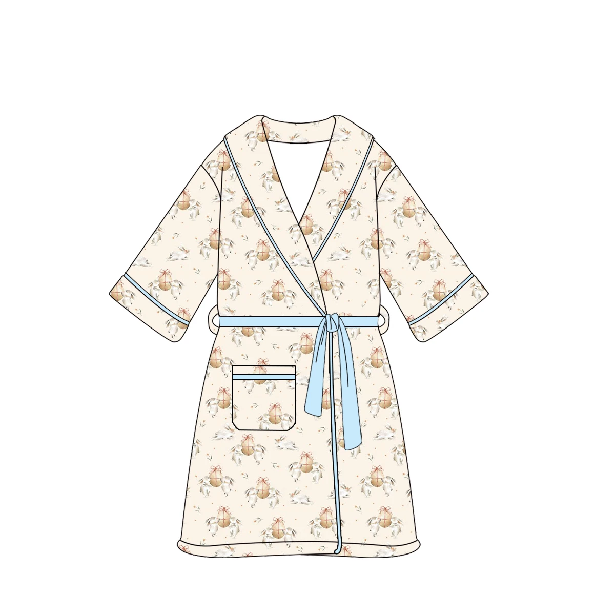 Wholesale Easter Children's Clothing Sets, Boutique Kids Bunny Egg Print Sleepwear Pajamas Matching Robes