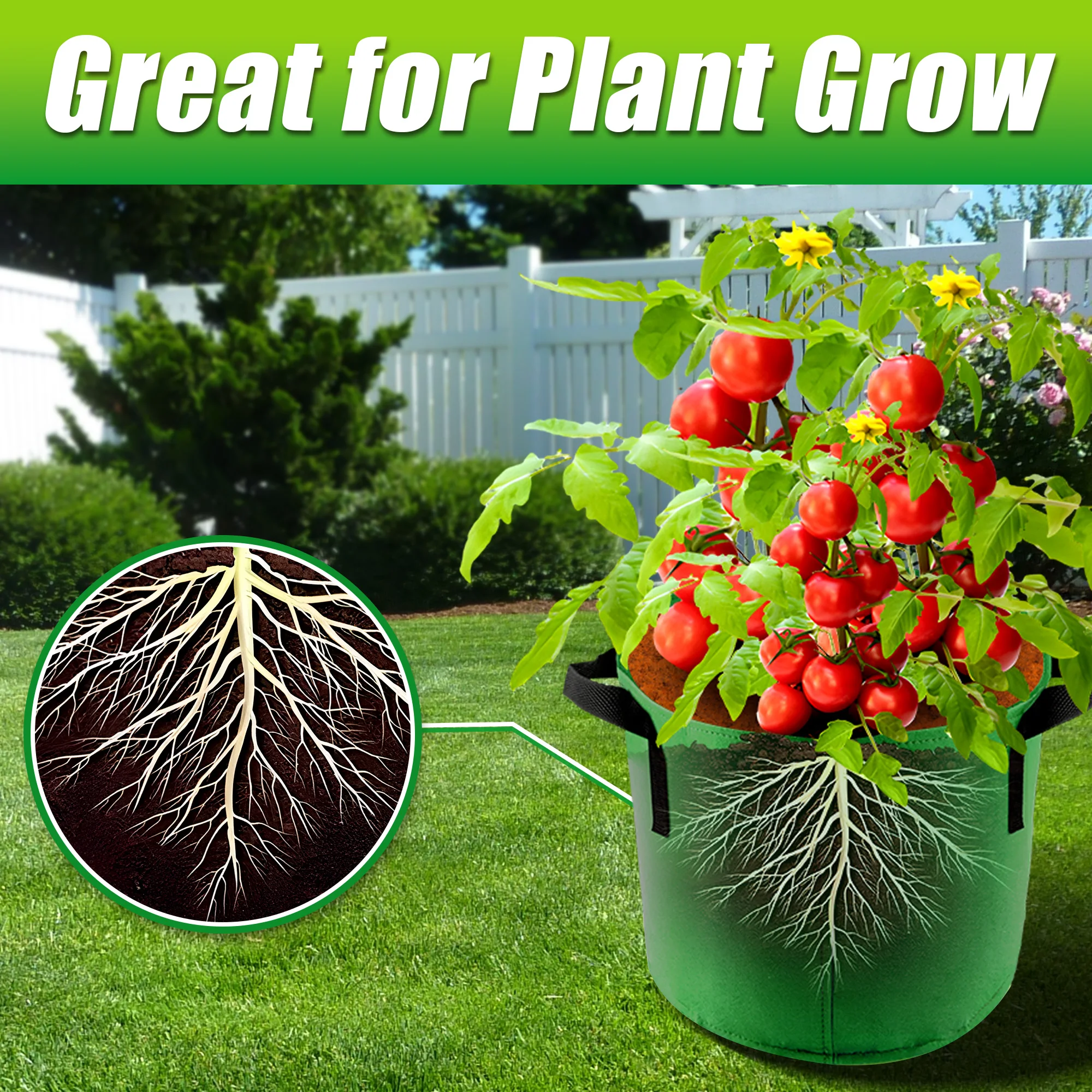 5 Gallon Grow Bags, 7 Pack Colorful Fabric Plant Pots with Handles for Garden and Outdoor Planting10 Gallon Grow Bags view 5