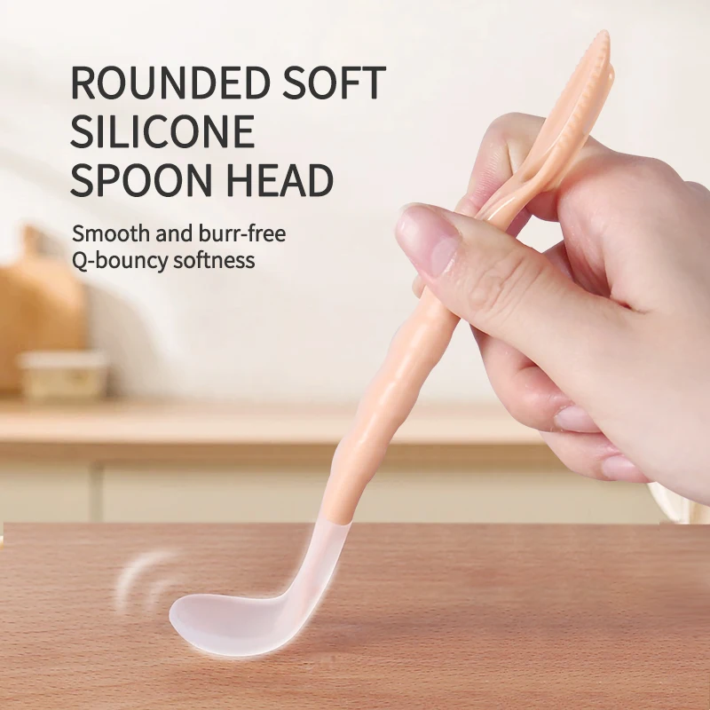 1 قطعة ملعقة الطفل متعددة الوظائف 4 في 1 المكملات الغذائية ملعقة شوكة مجموعة سيليكون PP كشط الفاكهة هريس تقشير شوكة المعكرونة الفاكهة