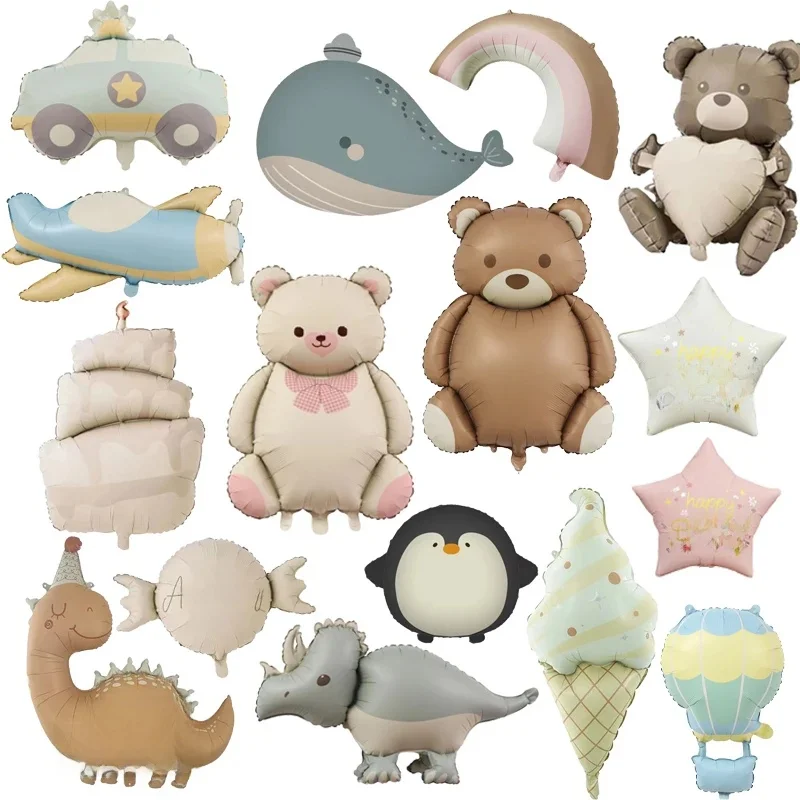 Dessin animé mat ours thème ballons en aluminium arc-en-ciel gâteau voiture avion jouet enfants bébé douche fête anniversaire décor Para Fiesta cadeaux