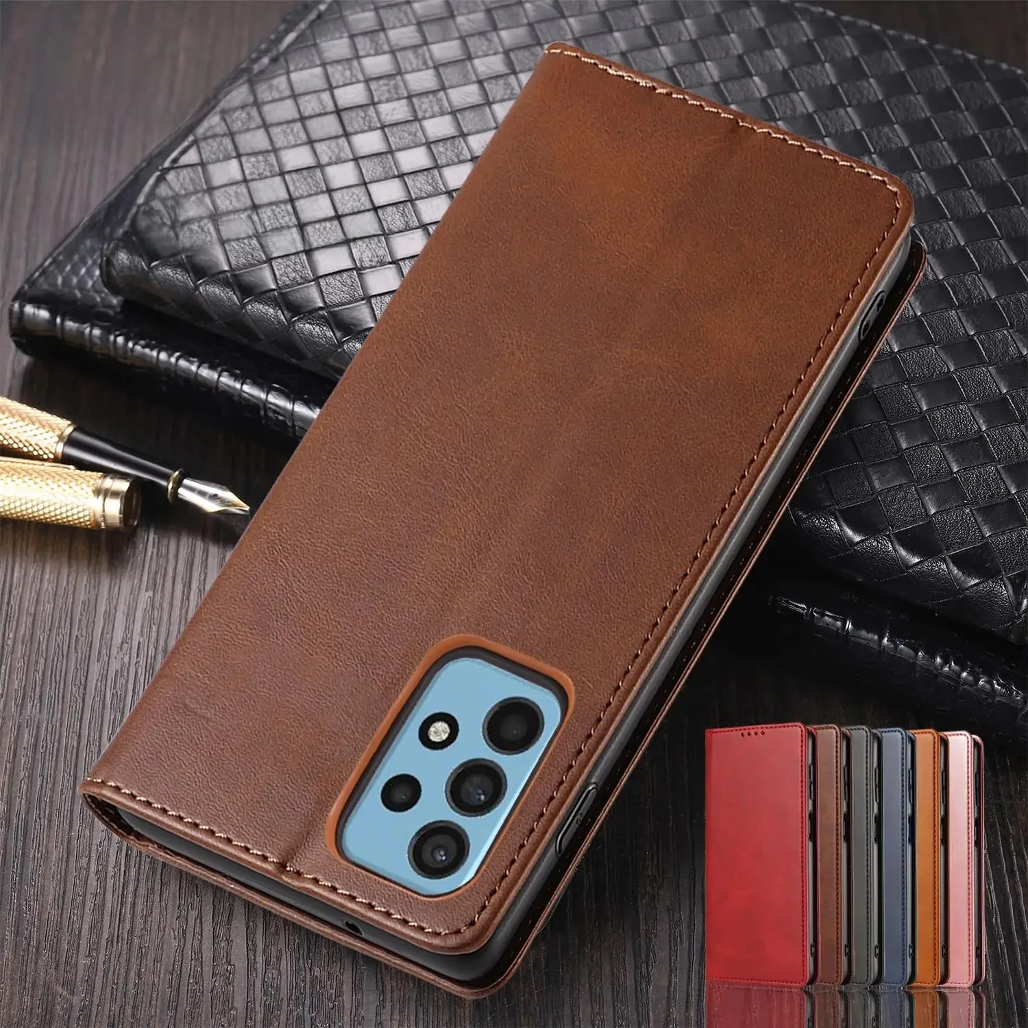 Magnetyczne etui skórzane do Samsung Galaxy A52 / A52s 5G Flip Case Card Holder Holster Wallet Case Fundas Coque — zdjęcie produktu 7