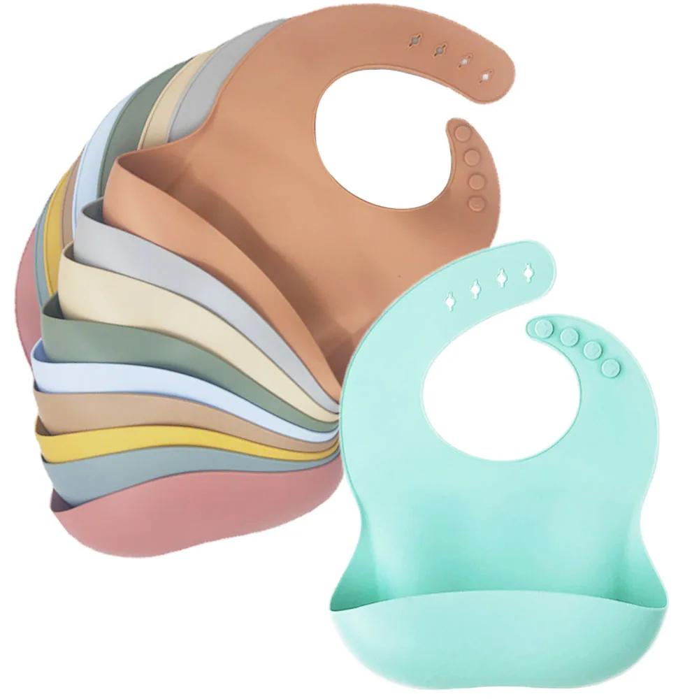 Baby Silicone Bibs Babies Waterproof Bib Solid Color Adjustment Saliva Pocket Children's Burp Cloths Accessories Newborn bibs