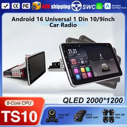 Android 16 10.1inch Universal Single Rotation Car Radio Car Carplay Multimedia Player GPS Navigation Car Stereo Bluetooth WIFI