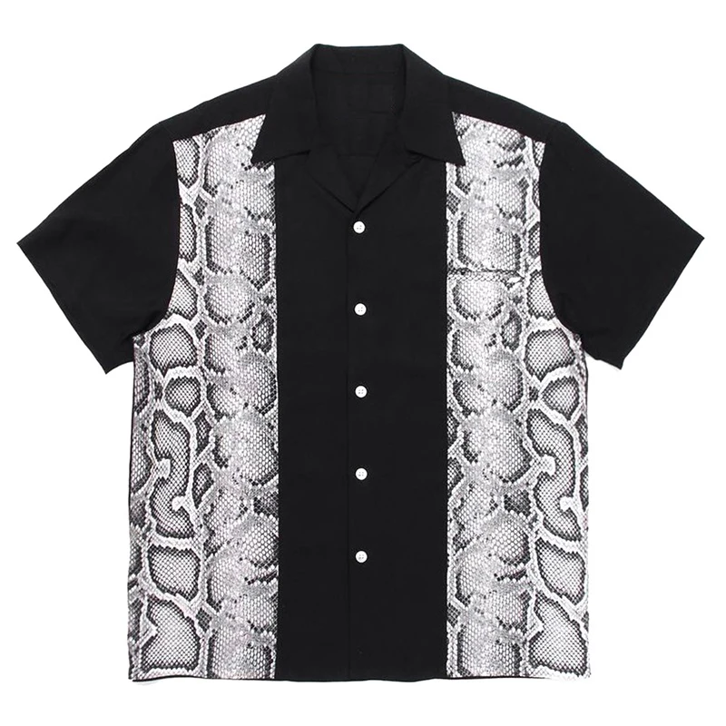 

2025 Men's Summer Casual Shirt, Snake Pattern Rayon Hawaiian Short Sleeve Shirt