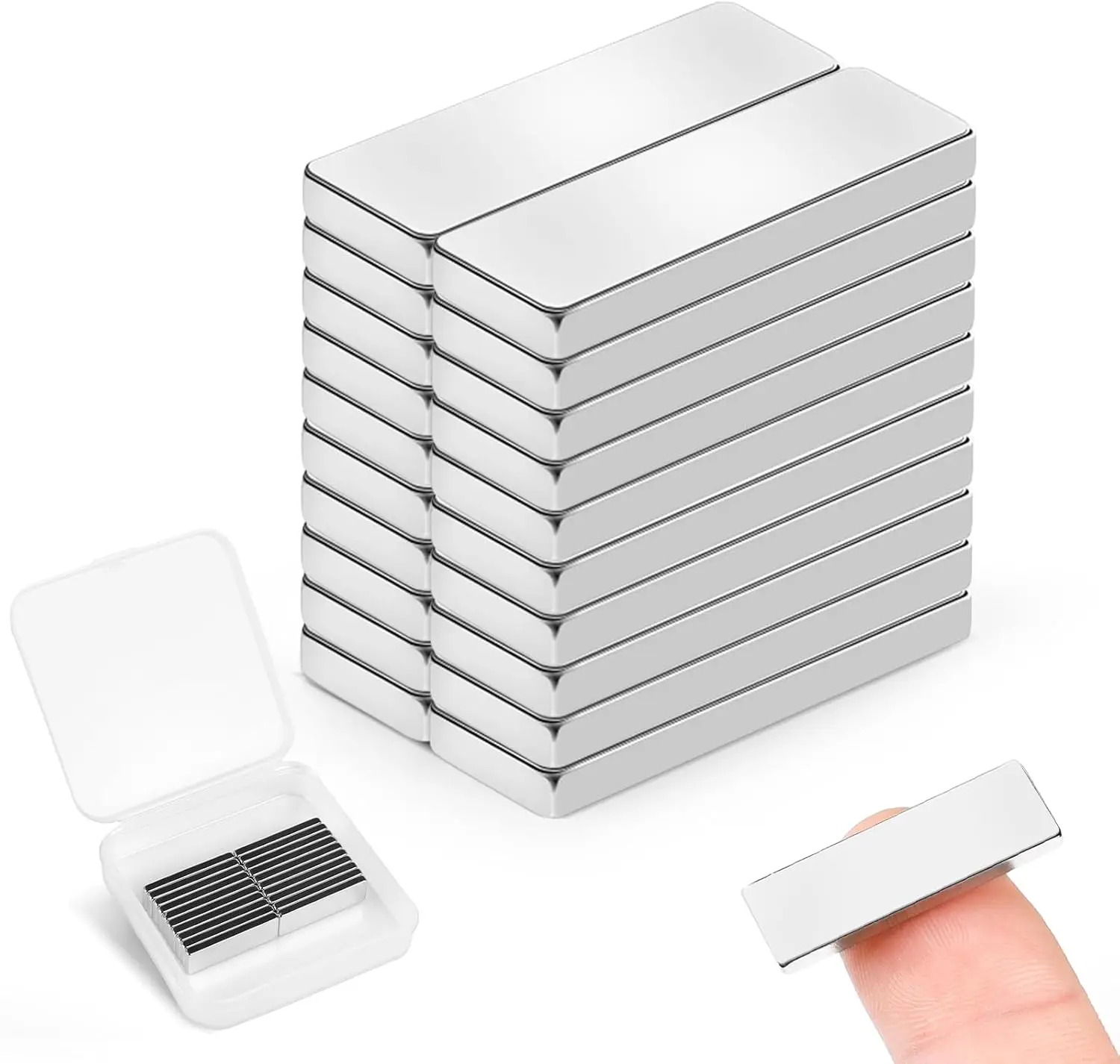 Strong Neodymium Magnets, 30x10x3mm Heavy Duty Rare Earth Magnetic Bar Strips, Powerful for Crafts Tool Storage Kitchen DIY Scie