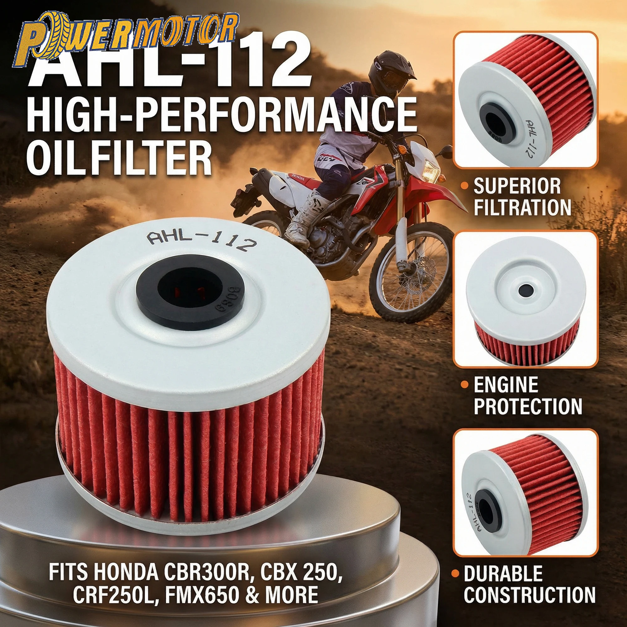 

Motorcycle Oil Filter HONDA CBR300R CBR 300R 2015 2016 CBX 250 CRF250L CRF 250L 2013 2014 2015 FMX650 FMX 650 Supermoto Modified