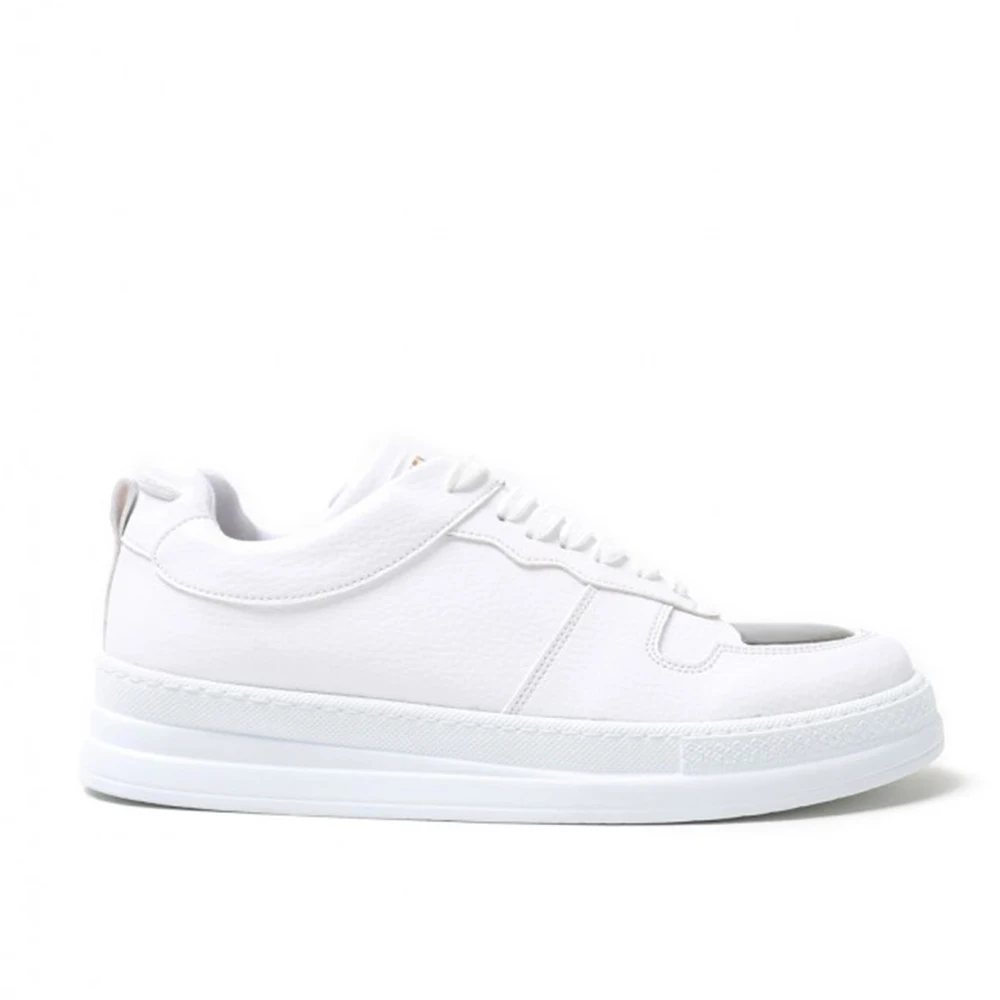FOH Store Sneakers for Men White Artificial Leather 2023 Spring Autumn Casual Lace Up Fashion Shoes High Base Sport Comfortable Light Vulcanized Daily Original Canvas Odorless Orthopedic Suits Office Wedding 185