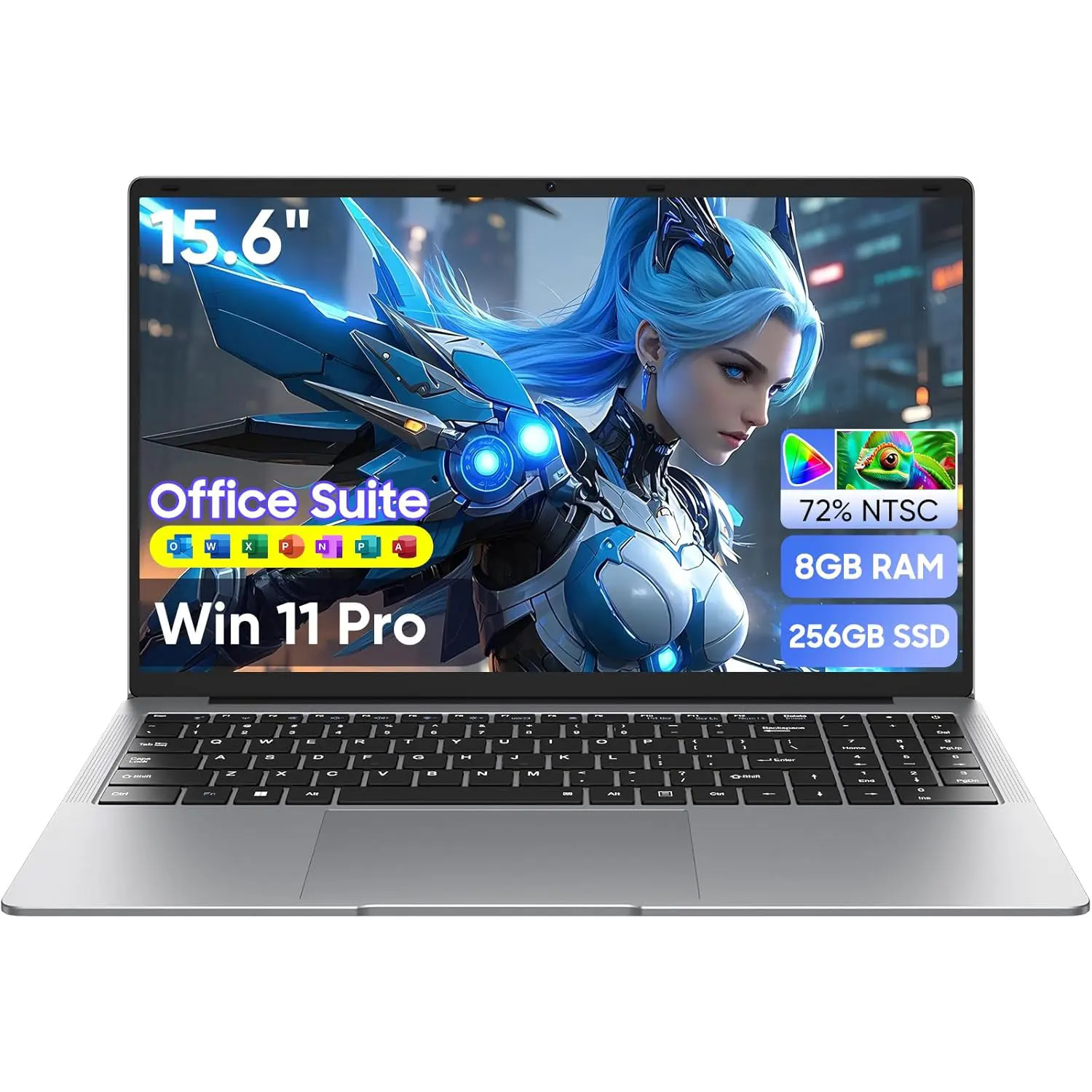 Ordinateur portable 15,6 pouces, ordinateur portable Intel Celeron N4000, 8 Go de RAM, 256 Go de SSD, ordinateur portable Full HD 1920 x 1080, ouverture et fermeture à 180 degrés, WiFi 5, Mini HDMI, emplacement pour carte TF, USB3.0, BT4.2