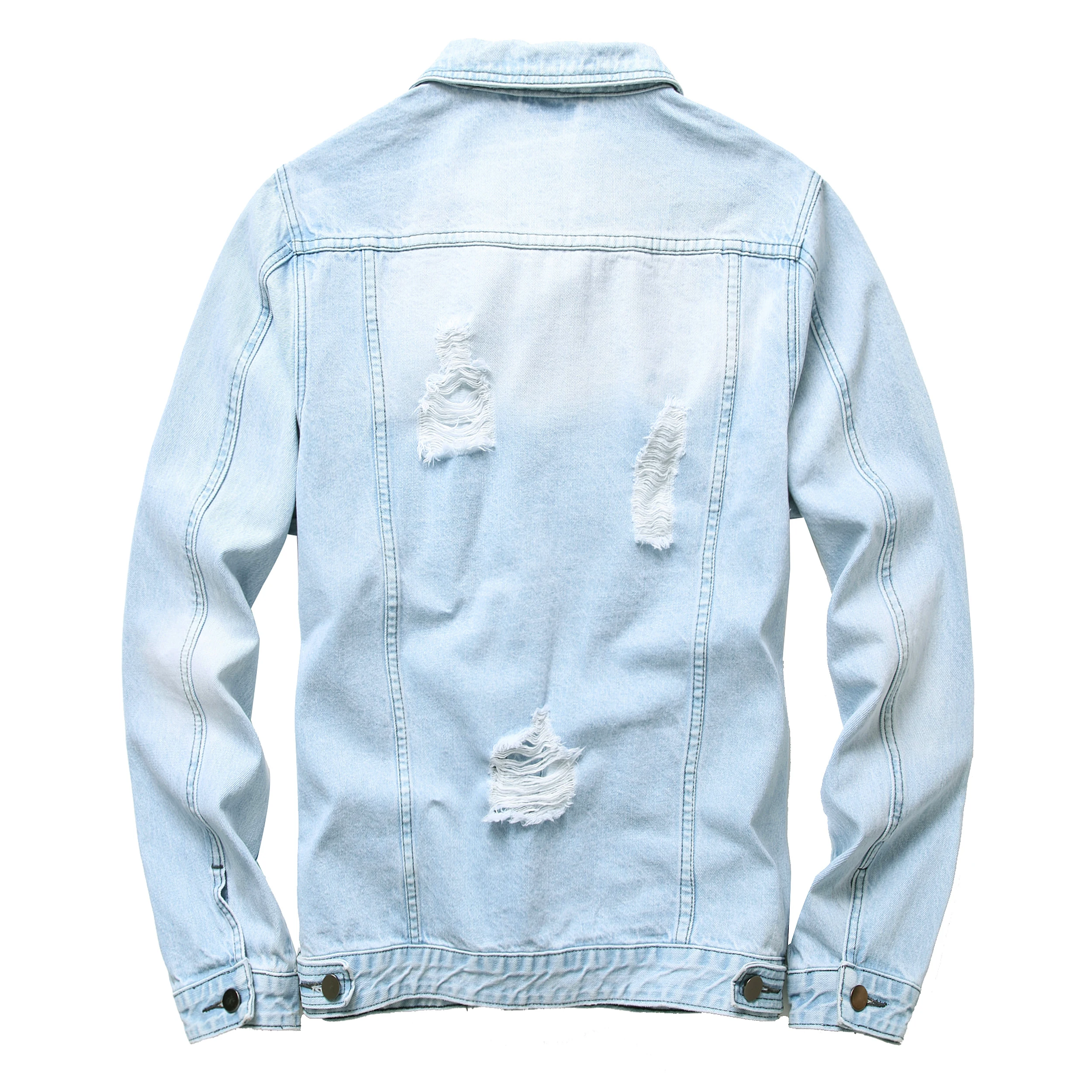 Lichtblauw gescheurd spijkerjack voor heren, klassiek mode slim fit jack LAM2015Llight