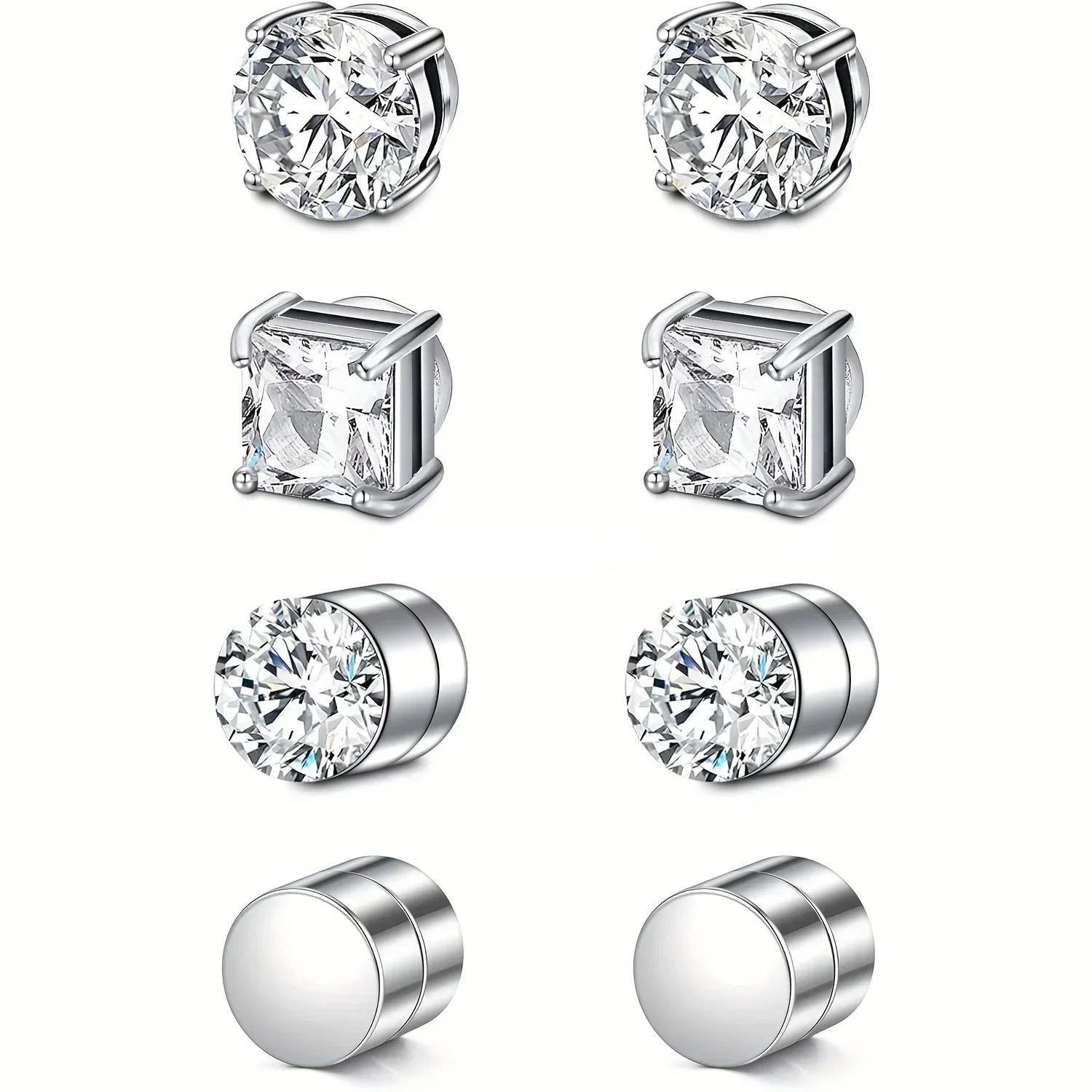 1 par de brincos magnéticos fortes de cristal para homens e mulheres, brincos punk redondos com